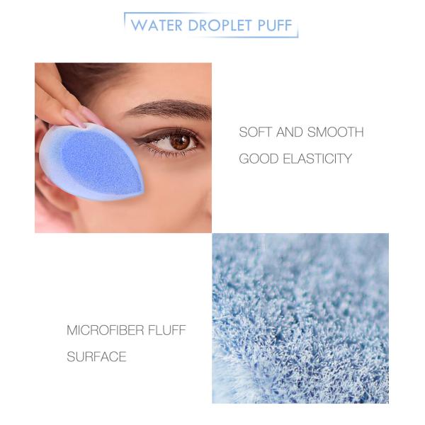 Blue Face Makeup Sponge Puff Facial Cosmetic Concealer Cream Foundation Powder Blender Puff Set Egg Stand Holder Box