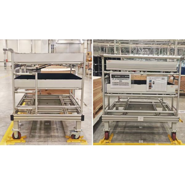 Third Generation Aluminum Alloy Lean Pipe Material Rack For Automotive Parts Lean Tube Trolley Rack For Auto Parts Storage and Transportation