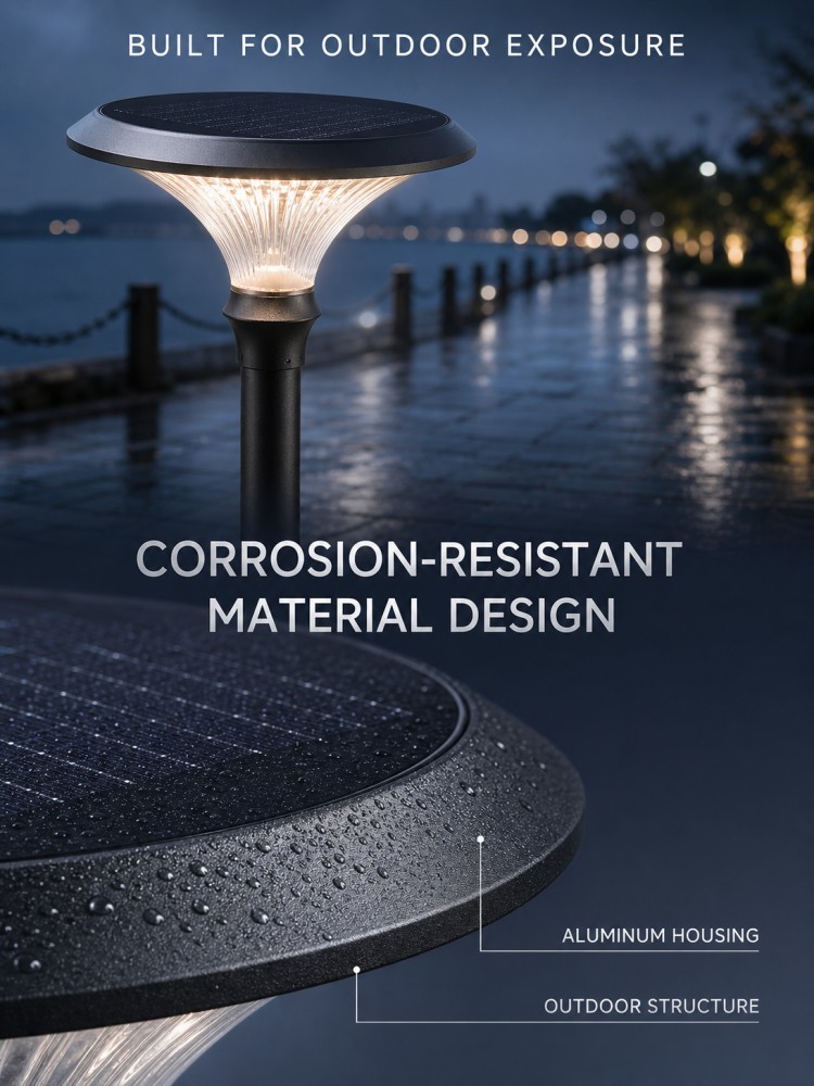 European Style Aluminum Solar Garden Street Light Round Diamond Shape Lower Consumption
