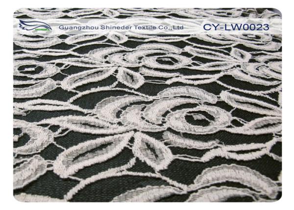 Elastic Cotton Nylon Lace Fabric For Underdress 30% Nylon + 70% Cotton CY-LW0023