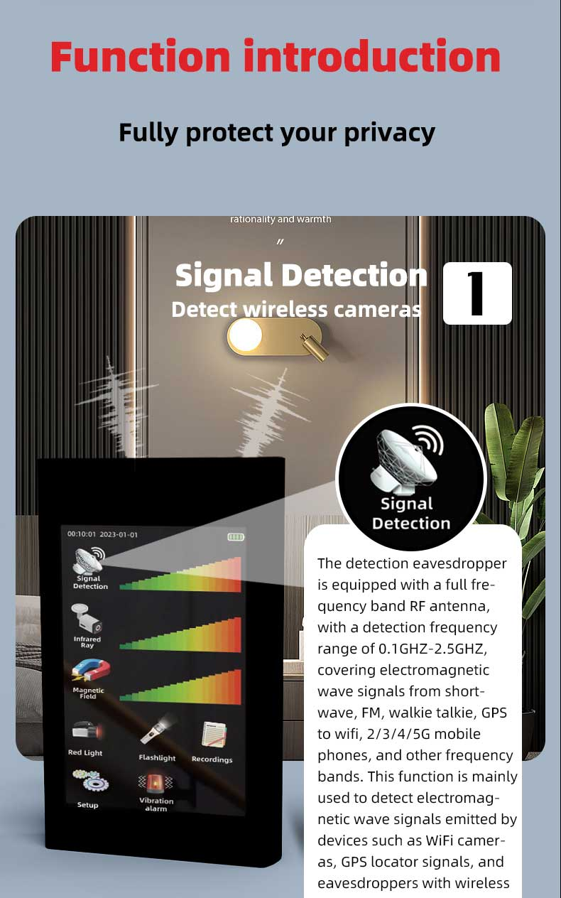 Portable Touch Car GPS WiFi Camera Mobile Phone Signal Tracking Scanner Detector