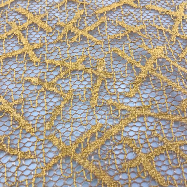 Подгонянная ткань 150cm шнурка Chantilly золота африканская нигерийская для платья женщин