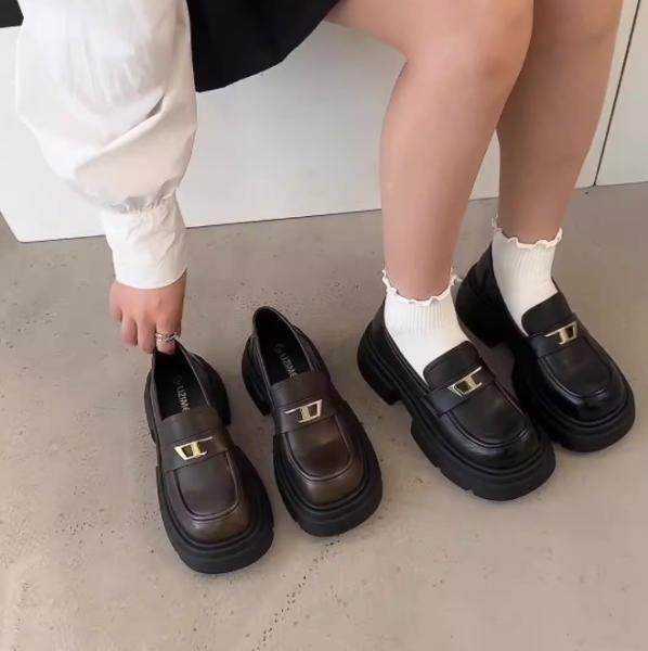 Casual School Leather Shoes Thick Soled Uniform Leather Shoes For Girls