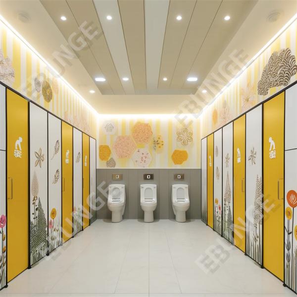 Modern Public Toilet Cubicle with Hinged Doors and Easy Installation