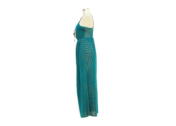 Fashion Suspender Long Women'S Casual Dresses Clothes Flocked Mesh Fabric