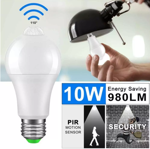 8w10w E27 Microwave Radar Motion Sensor Led Light Bulb with 85-265V Input Voltage