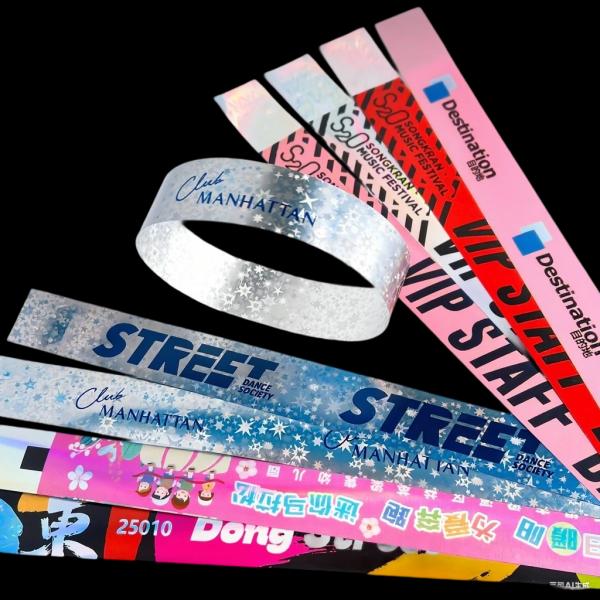 Durable Colorful Holographic Wristbands Perfect for Event Entry & Custom Messaging