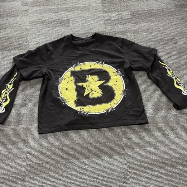 Hip Hop Style Custom camisa de manga longa de camada dupla camisas de sombra dupla com gráfico de caveira impressa