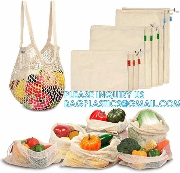 Organic Cotton String Washable Market Bag | Mesh Produce Bag, Fruits Vegetable Net Bag, Eco Net Bag