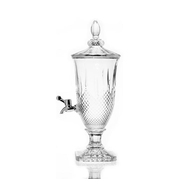 Luxury lead-free crystal glass 5L glass juice beverage dispenser with tap