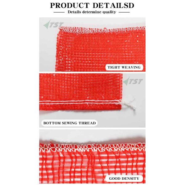 Plastic Orange Red Pp Tubular Leno Net Mesh Bags For Onion Potato Vegetable Packaging Sack