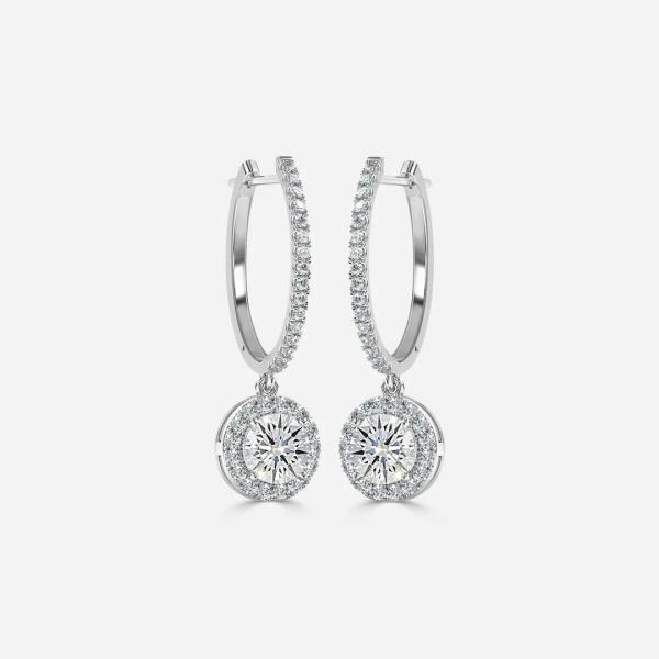 1.4 Carats Lab Created Diamond Hoop Earrings VVS Clarity HPHT Pear Cut