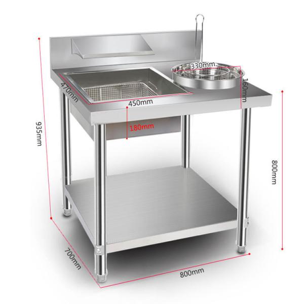 Stainless Steel Chicken Breading Table for Wrapping Powder in Commercial Kitchen