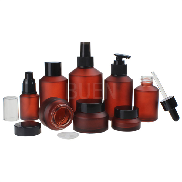 Blue Glass Cosmetic Jars For Moisturizer Inclined Shoulder With Bamboo Lid 5g