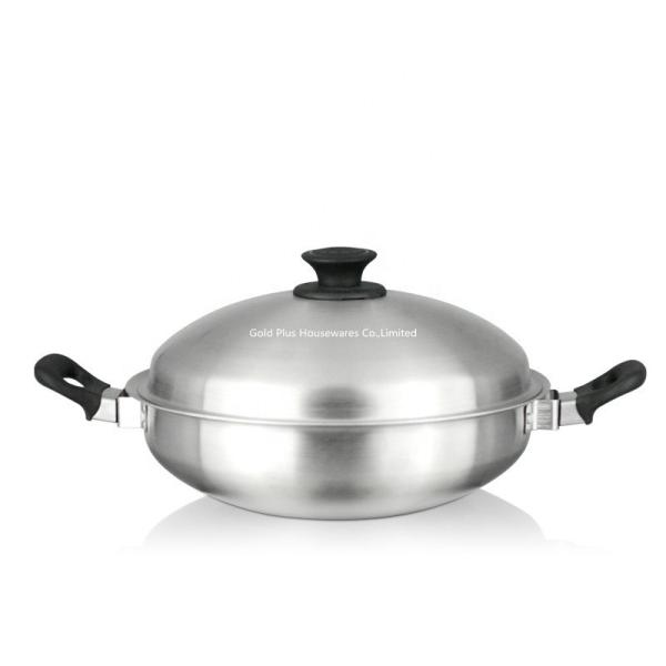 sustainable Stainless Steel Induction Frying Pan With Two Handle Round Bottom