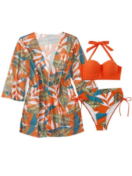 Plage Haute élasticité Costumes de bain en trois pièces Confortable Mode Colorée Durable