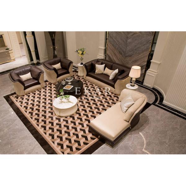 Modern Luxury Italian Leather Living Room 7 Seater Sofa Set For Villa