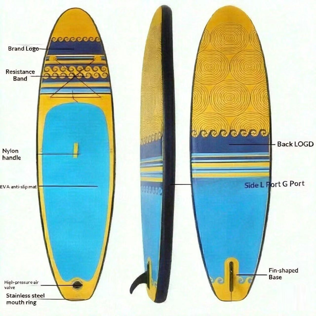 Factory supply Foldable Inflatable PVC Stand-Up Paddleboard (SUP) for Adult Surfing & Kayaking