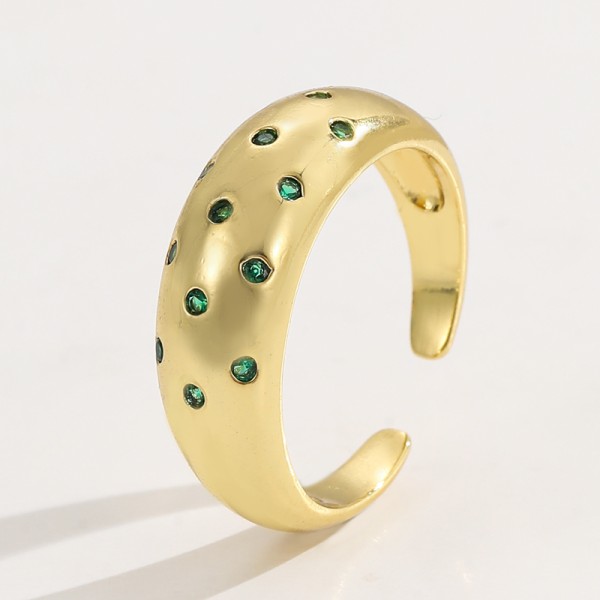 Clear Emerald CZ 14K Gold Plated Adjustable Dubai Gold Star Finger Rings Jewelry Designs for Women Gift