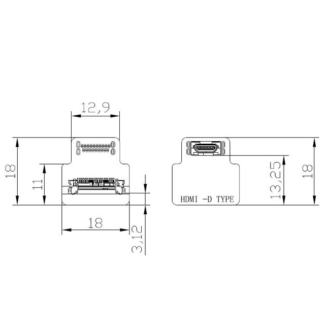 MIPI Коннекторные адаптеры ROHS HDMI-D адаптер Micro Elbow Head HDMI-D к 20454-220-02 20455 20453