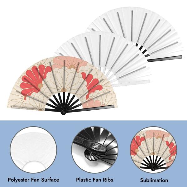 Sublimation Polyester Folding Fan 13'' DIY Heat Transfer Materials