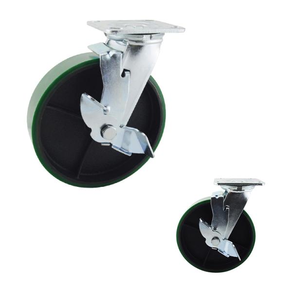 8 Inch Wheel High Capacity PU Iron Locking Swivel Castors
