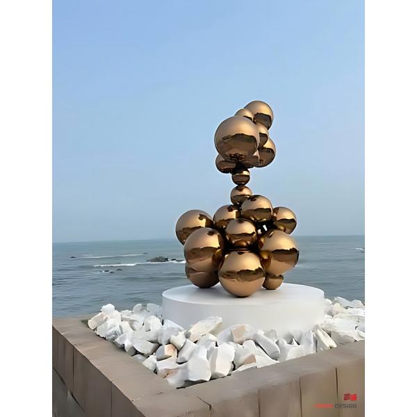 1 Color Print Method Sculpture with Stainless Steel Metal Balls and Mirror Technology