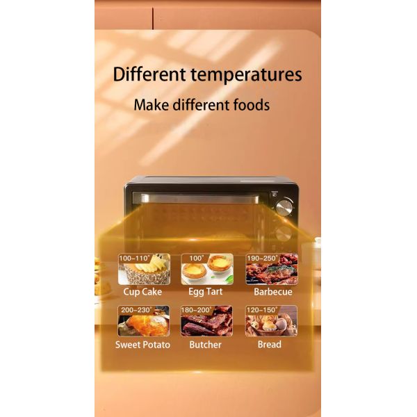 Intelligent Electric Air Fryer Oven 22L Black Airfryer Toaster Oven 1000W 220V