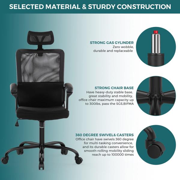Ergonomic Mesh Home Office Computer Chair with Customized Color and Rotating Rolling