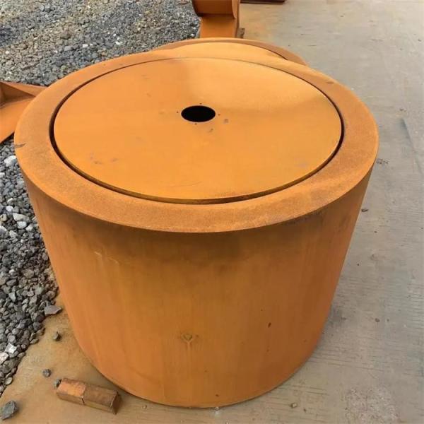 fonte de aço cilíndrica de superfície da tabela de água de Corten da oxidação do jardim de 120cm