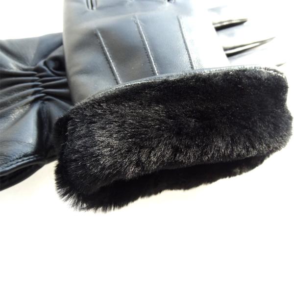 Black Winter Motorcycle Gloves , Double Faced Sheepskin Mens Racing Gloves