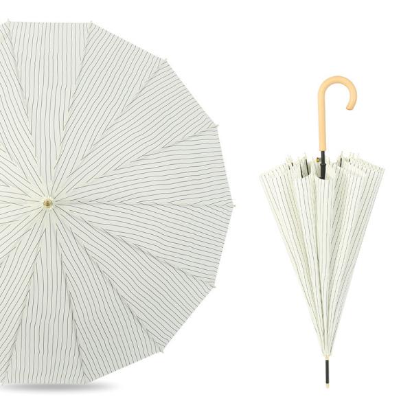 23inch*8k Adults Wooden Hook Umbrella with Simple Minimanist Design and Personalized Print