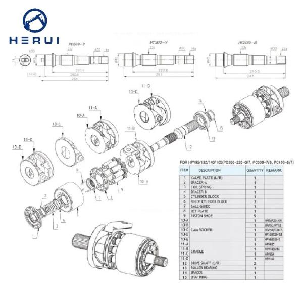 HPV132 HPV140 HPV160 Pompe principale hydraulique Pièces détachées Pompe PC200-6 PC300-6 pour Komatsu
