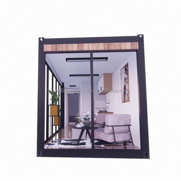 Alojamiento en hoteles de complejo hecho de tubos cuadrados de acero galvanizado y materiales de madera modernos en envases planos