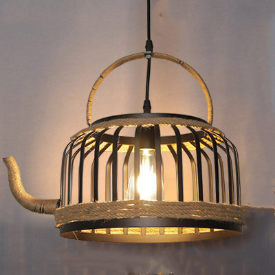 American Retro Teapot Industrial Pendant Lights  Living Room Kitchen  Rope Pendant Light(WH-VP-192)
