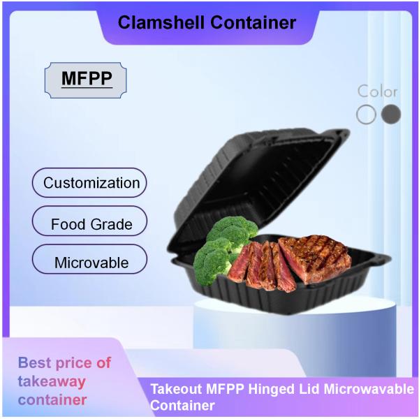Various Sizes Takeaway Meal Container for MFPP Market Demand,Takeout MFPP Hinged Lid Microwavable Container,6”x6”x3”
