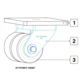 3000kg 6 Inch Heavy Duty Casters Double Wheel Castors Aging Resistance