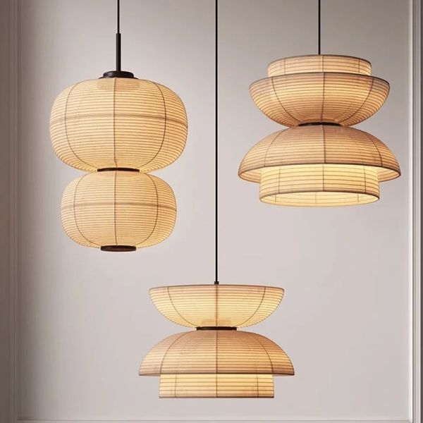 Japanese Pendant Lights Vintage Fabric Lantern Wabi Sabi Lights (WH-VP-335)