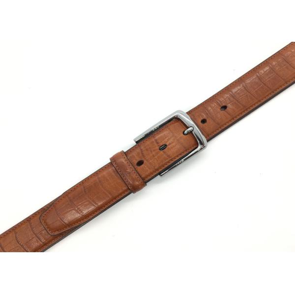 Classic Croc Print Golf Cow Leather Belt For Men With Nickel Pin Buckle 35mm Wide
