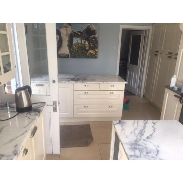 Living Room Stone Slab Countertop Calacatta Marble Worktop Crystal White