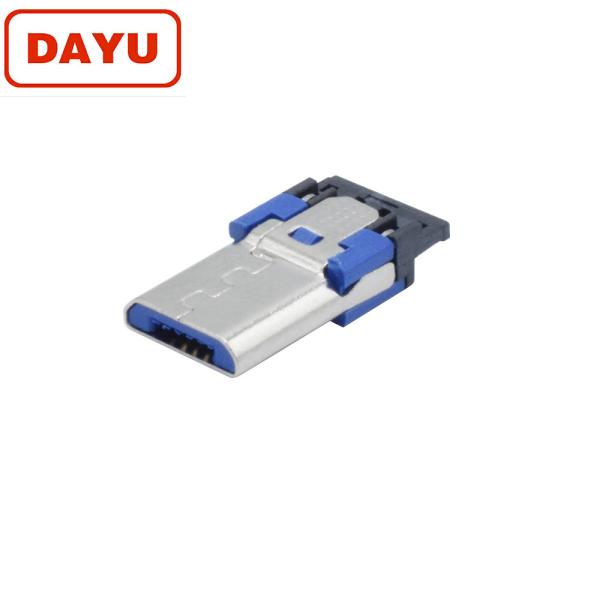 Blue Color Plastic 2 Pin Micro Connector Usb Male For Cellphone Cable