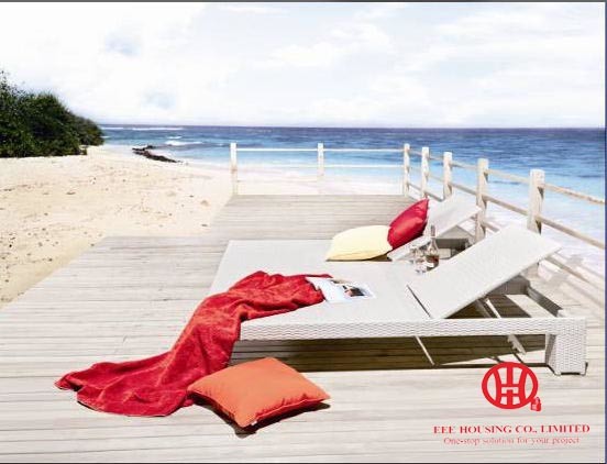 Rattan outdoor double people lounge chair double person sunbed