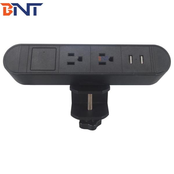 Office use clamp on table edge table socket box with usb charger