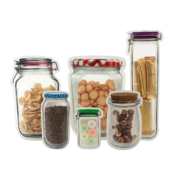 OEM Reusable Sealed Mason Bottle Ziplock Bags For Candy Cookies