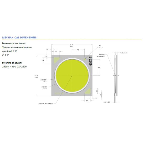 CREE Xlamp COB generation 25* 25 size 30 W COB CXA1820 80CRI 3000k 4000k 5000k for Indoor down light