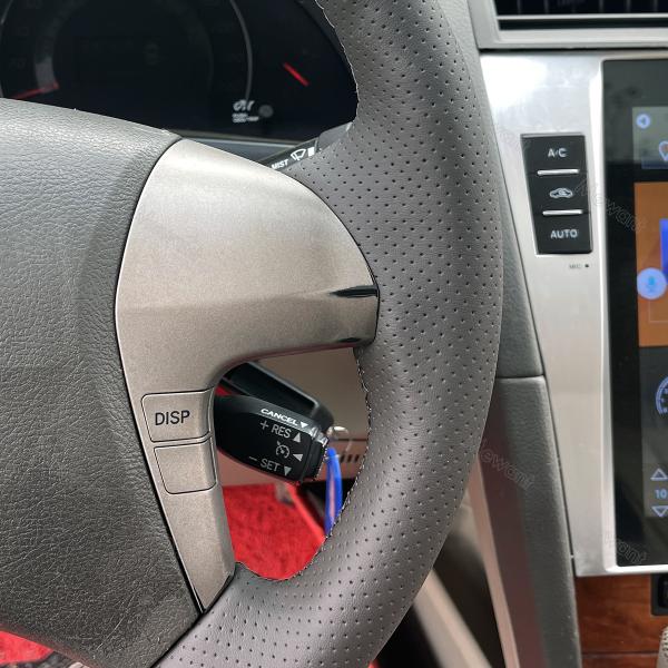 Hand Sewing PU Leather Grey DIY Steering Wheel Cover For Toyota Highlander Camry Isis Mark X Zio Premio Noah Previa 2006-2015