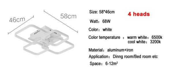 Rectangle ceiling Lights Acrylic Lampshade Square Rings For Living Room Bedroom Home ceiling lamp (WH-MA-69)