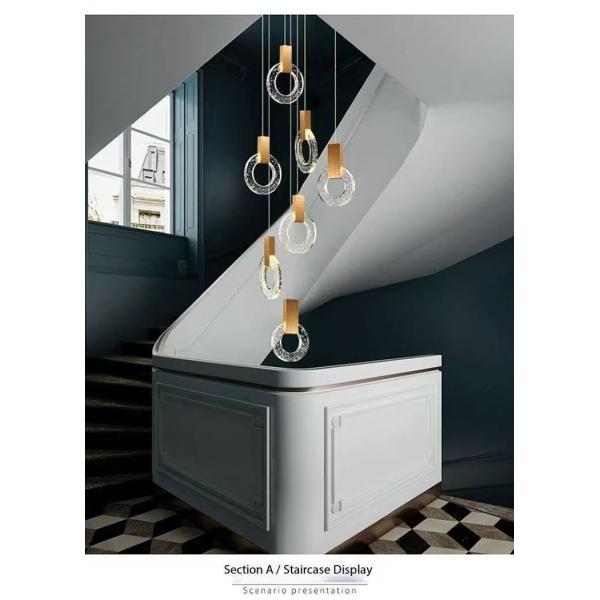 Modern Crystal Ring Chandelier Creative Villa Hotel Restaurant Gold Pendant Light Staircase Chandeliers