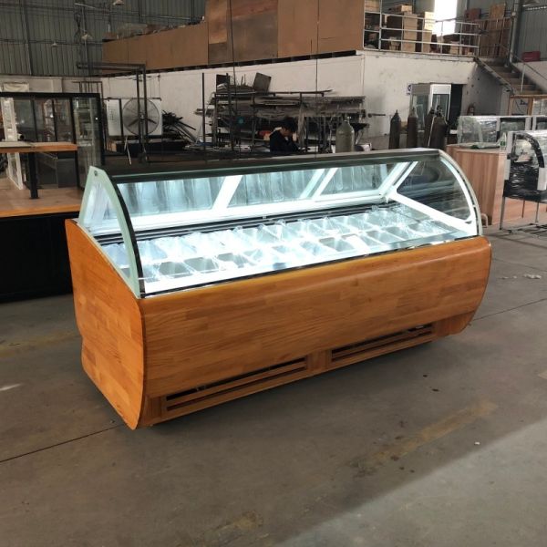 Electronic Italian Ice Cream Display Refrigerator Gelato Showcase Freezer