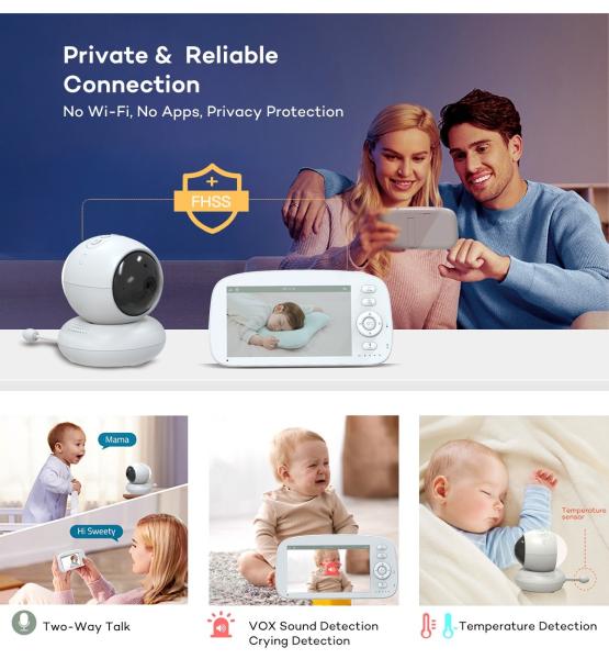 5 Inch HD Baby Monitor with Night Vision and Two-Way Audio